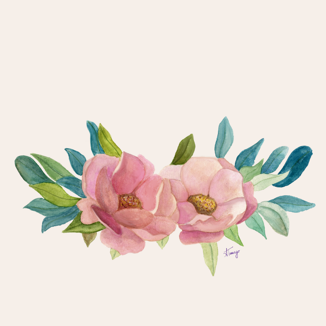 pink rose duo watercolor